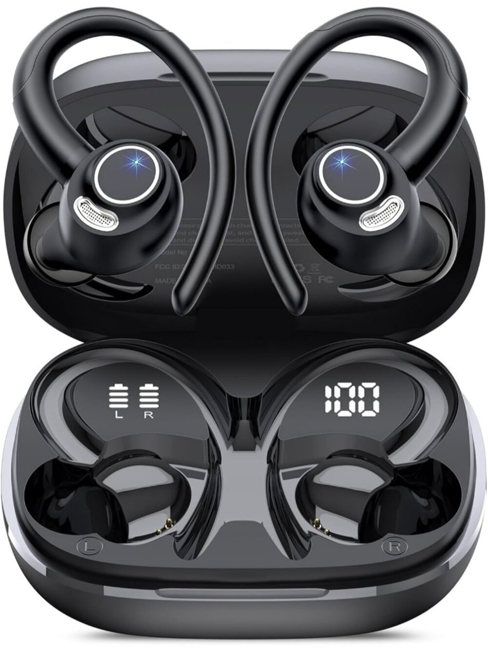 Wireless Black ENC Noise Cancelling 48H Earhooks Deep Bass Bluetooth 5.4 Earbud